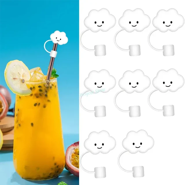 6-8mm Silicone Straw Tips Cover Straw Covers Cap Reusable Drinking Straws  Cloud Shape Straw Protector Food Grade