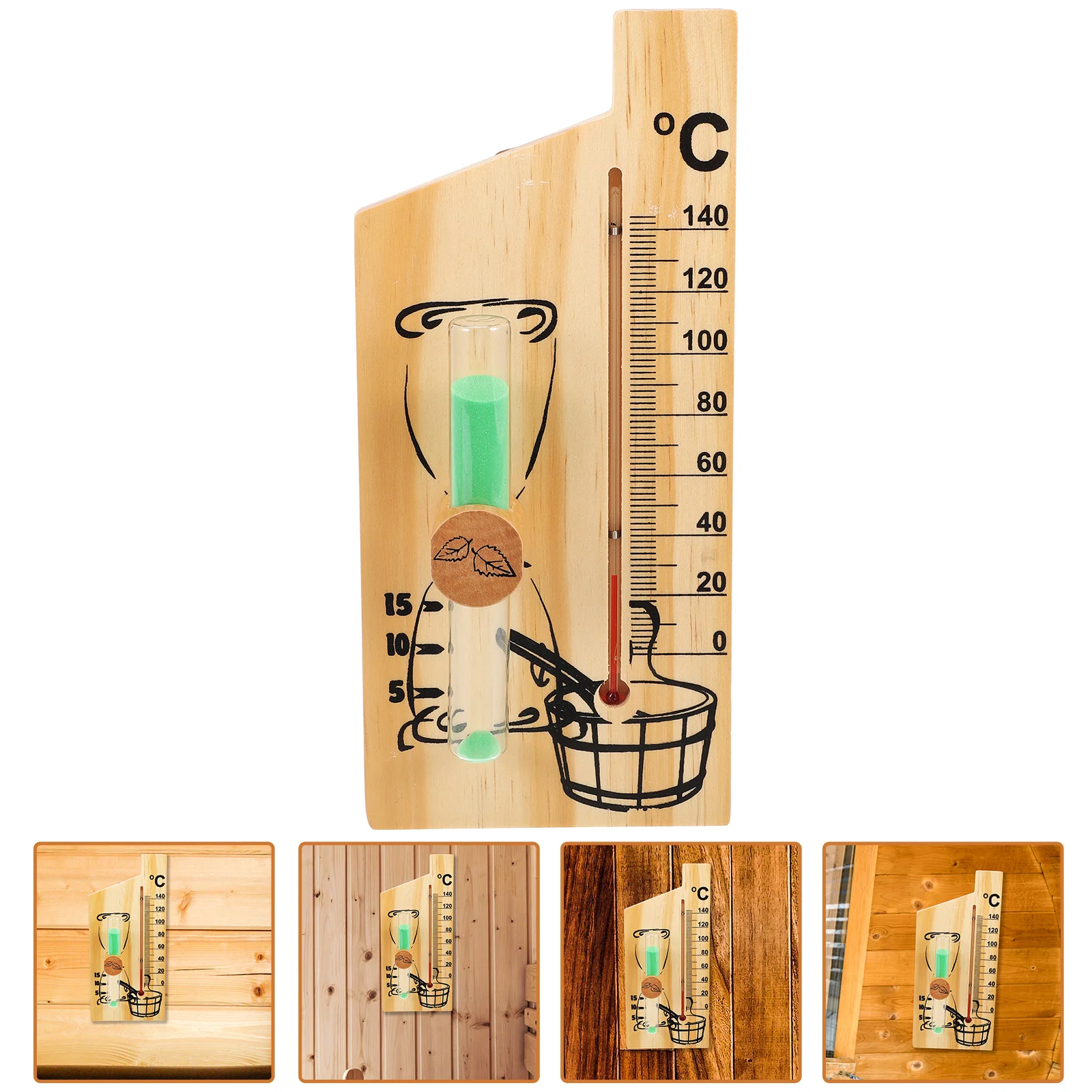 

Sauna Timer Hourglass Reusable Wooden Household Reminding Tube Wall Used Decor for