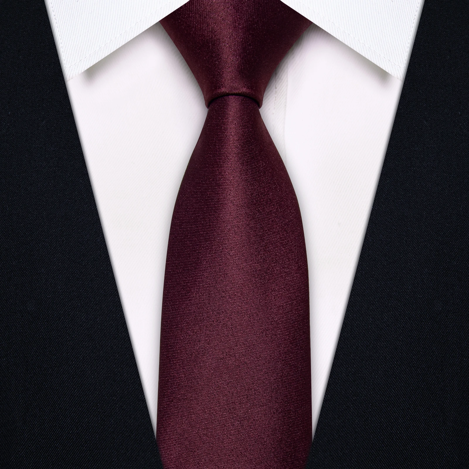 YourTies 6 CM Slim Men's Business Burgundy Solid Necktie Handkerchief Wedding Satin Silk Tie for Man Party corbatas para hombre