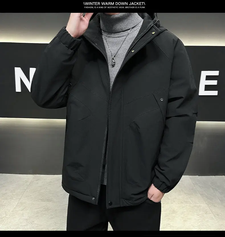 Lässige Herren-Kapuzenjacken mit Baumwollfüllung 2026 Herbst Winter Einfarbige Winddichte Dicke Mäntel Outdoor Warme Oberbekleidung Parkas – Detail 13