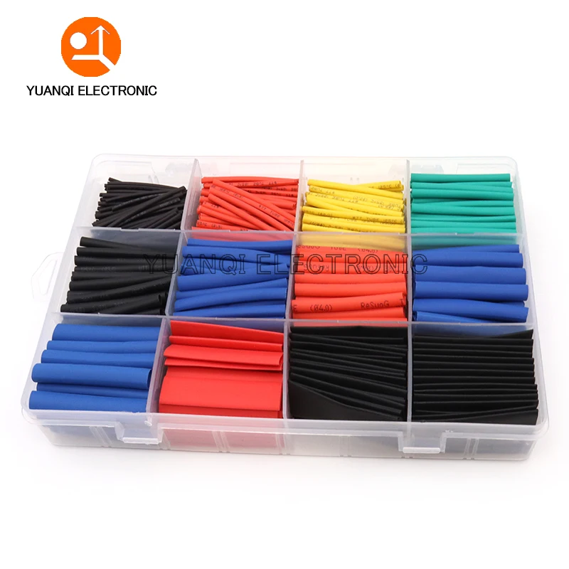 Polyolefin Shrinking Assorted Heat Shrink Tube Wire Cable Waterproof Insulated Sleeving Tubing Set 2:1 530pcs/580pcs/750pcs