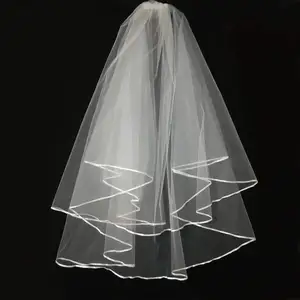 Image for Two Layers Veils  With Comb Cheap White Ivory Brid 