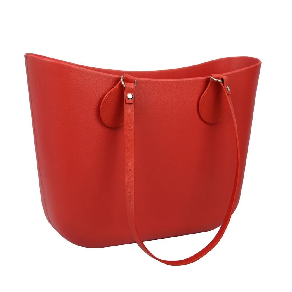 New Arrival Tanqu Long Edge Painting Handles Leather Flat PU Belt Drop End with Silver Rivet for OBag for EVA O Bag Body