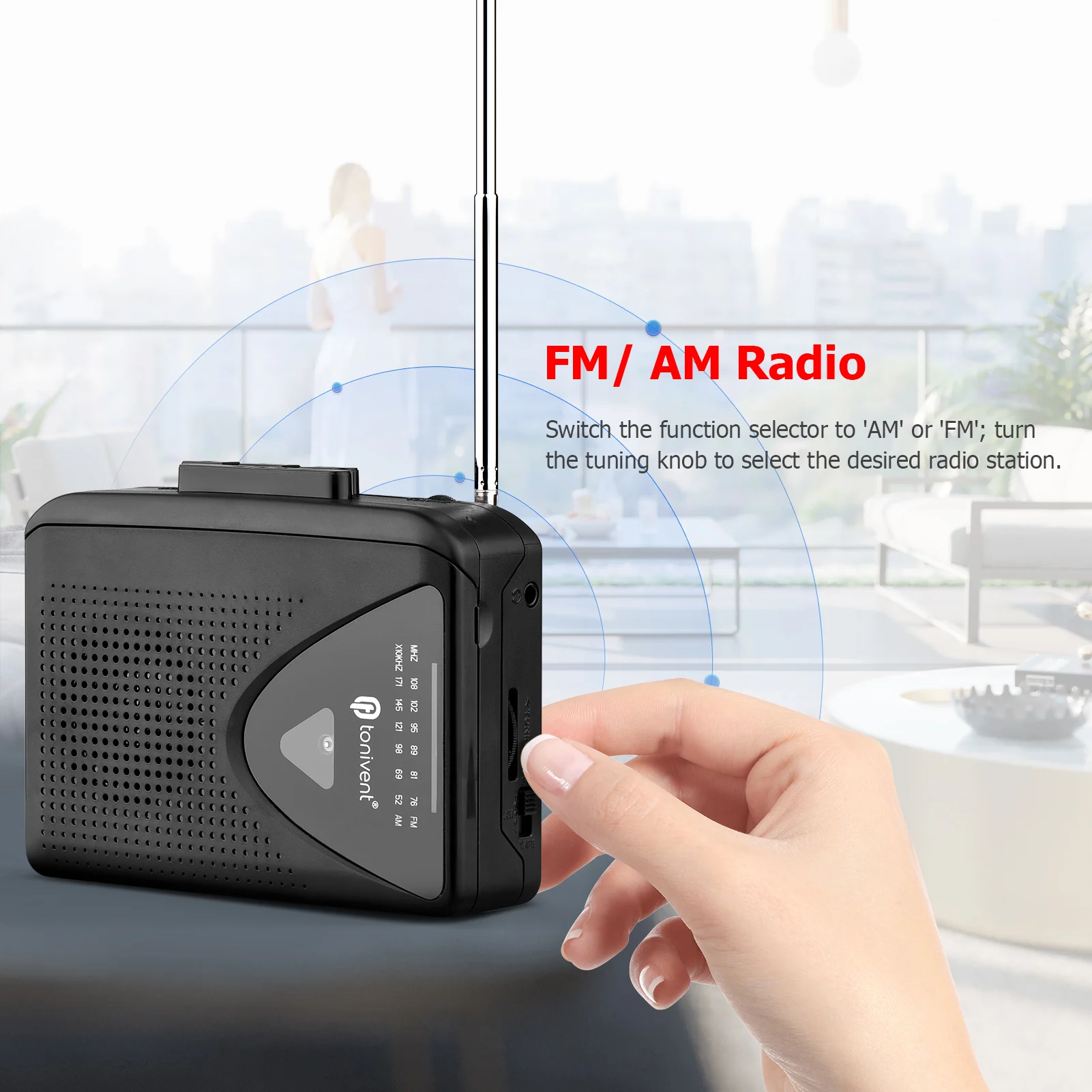 Cassette Player USB Cassette Capture Radio Player Portable USB Cassette Tape to MP3 Converter Capture Audio Music Player Recorder AM/ FM Radio