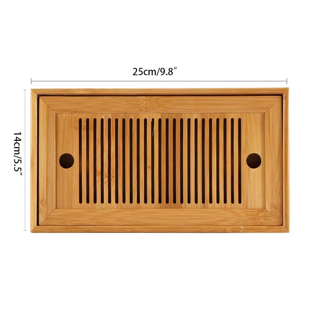 Tea tray Tea Tray Water Drain Rectangle Shape Chinese Solid Serving Table Saucer Household Teaware Board for Teahouse Ceremony wooden serving tray