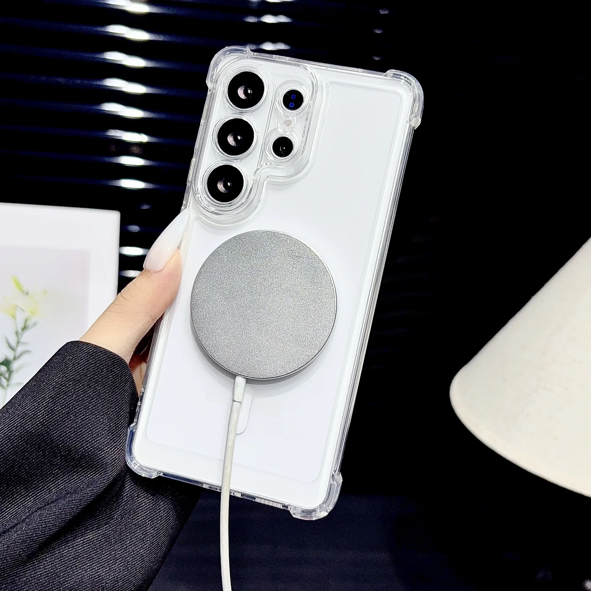 Air Cushion Shockproof Clear Magnetic Phone Case Cover