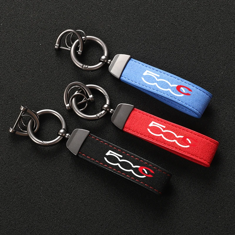 

Suede Metal Buckle Car Keychains Business Gift with Brand Logo For Fiat Abarth 500C Car Accessories