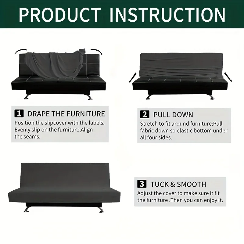 LANMOLIFEStretch Futon Sofa Cover Armless Sofa Bed Cover Spandex Non-Slip Machine Washable Furniture Protective Cover Home Decor 3