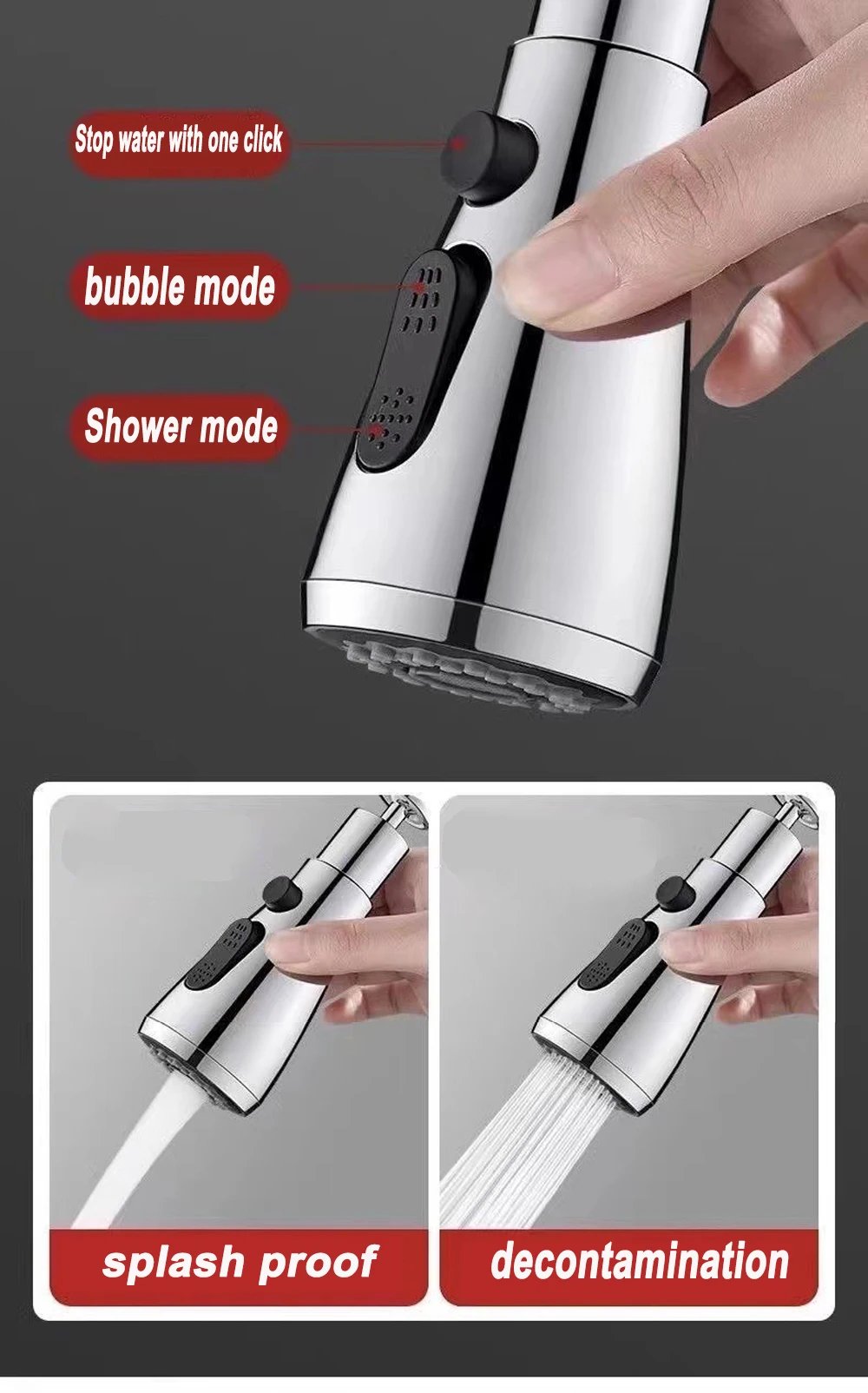 Scd29e7341e5f4e6ba13bc720e94335e4d 3 in1 Faucet Sprayer Pull Out Kitchen Leakproof 360 Degree Ajustable Sink Tap Bathroom Basin Replacement Spray Head High-quality Mallzona