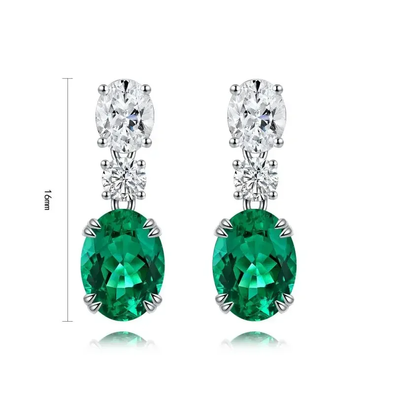 

RUIF 2024 New Arrival S925 Silver Lab Grown Emerald Earring for Women Luxury Design Girls Party Jewelry Accessories