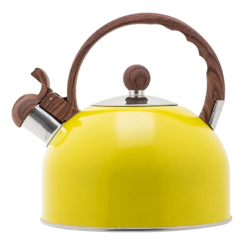 

2.5 L Stainless Steel Tea Kettle Yellow Whistling Stovetop Teapot Teakettle with Ergonomic Handle Water Pot Dropship