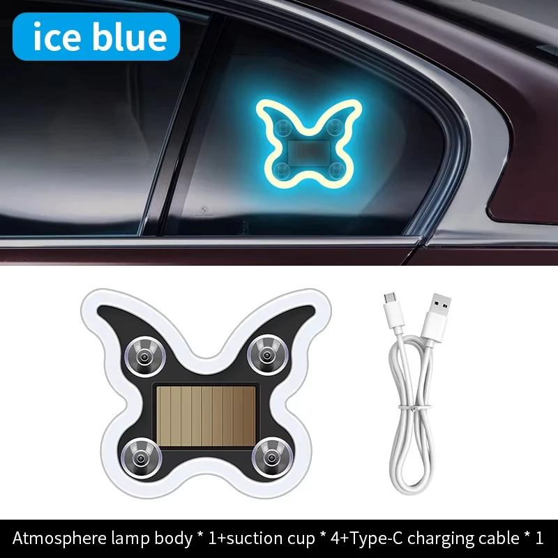 NOVO Luz Ambiente LED para Carro Alimentada por Energia Solar com Controle por Botão para Decoração da Janela Traseira, 4 Modos, Acessórios de Iluminação para Direção Noturna