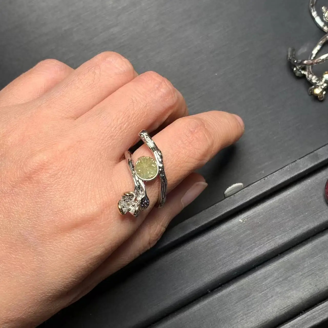 New Arrival Natural Tourmaline Rings Female  Jewelry For Women Gift Copper Cute Stone Flower