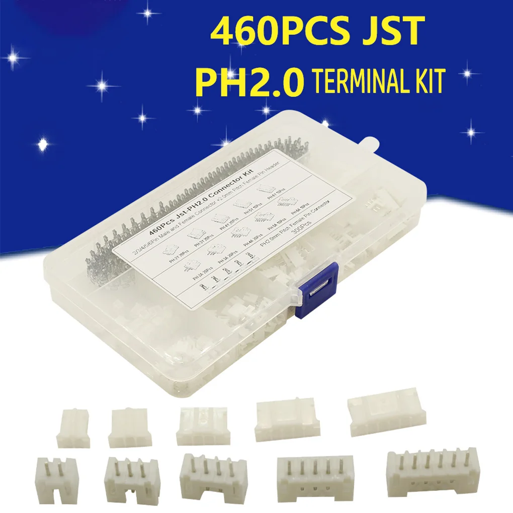 

460 Pieces Set Pitch Terminal Kit 2pin 3pin Header Connector Wire Adaptor Printing Machine Upgrade Accessories PH2 0