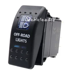 Waterproof Dual Blue LED Rocker Switch for Vehicle and Marine Use (OFF-ROAD LIGHTS)