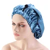 Long Satin Bonnet Sleep Cap Extra Large Silk Sleeping Hijab with Wide Elastic Band Loose Night Hat for Women Braids Curly Hair 2
