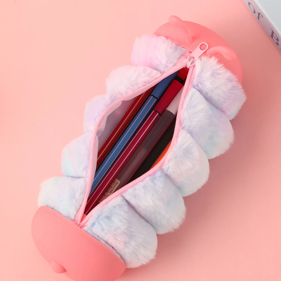 Astuccio Scuola 2 In 1 In Morbido Silicone Kawaii – Portapenne Da Tavolo Estensibile, Capiente, Marrone