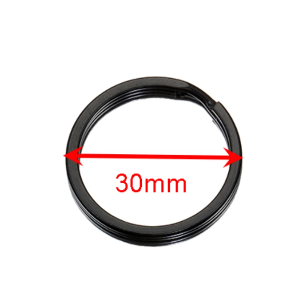 Set of 10/20 Black Flat Metal Keyrings - Key Chain Components and Pendant Accessories