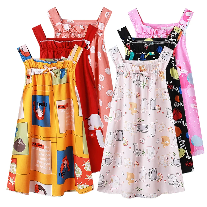 New girls dresses 2 6 8 10 years children Slip dresses fashion cute Multicolor kids sleeveless for girls