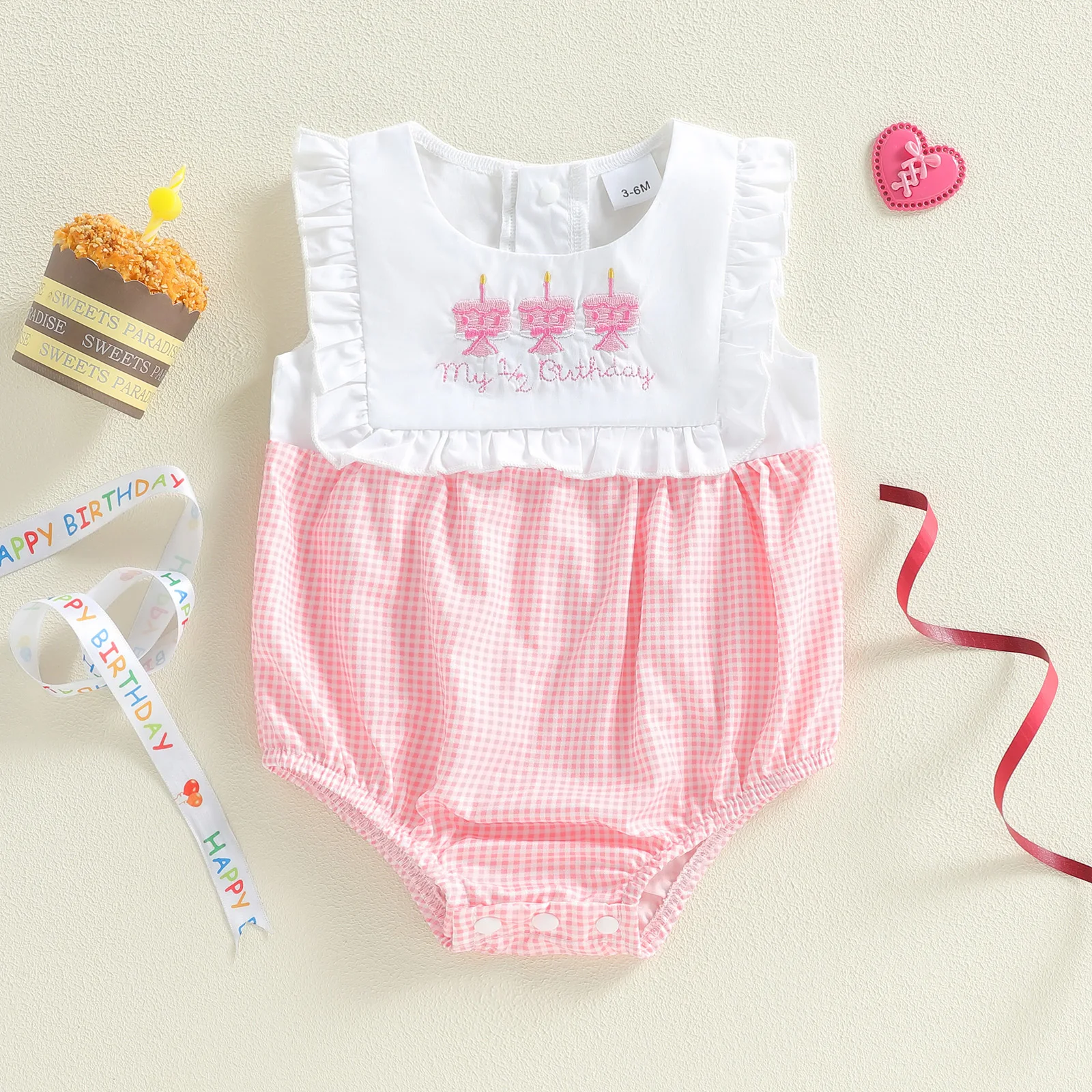 Stylish Toddler Girls Floral Print Sleeveless Romper with Bowknot Detail and Ruffle Trim for Birthday Party Outfit