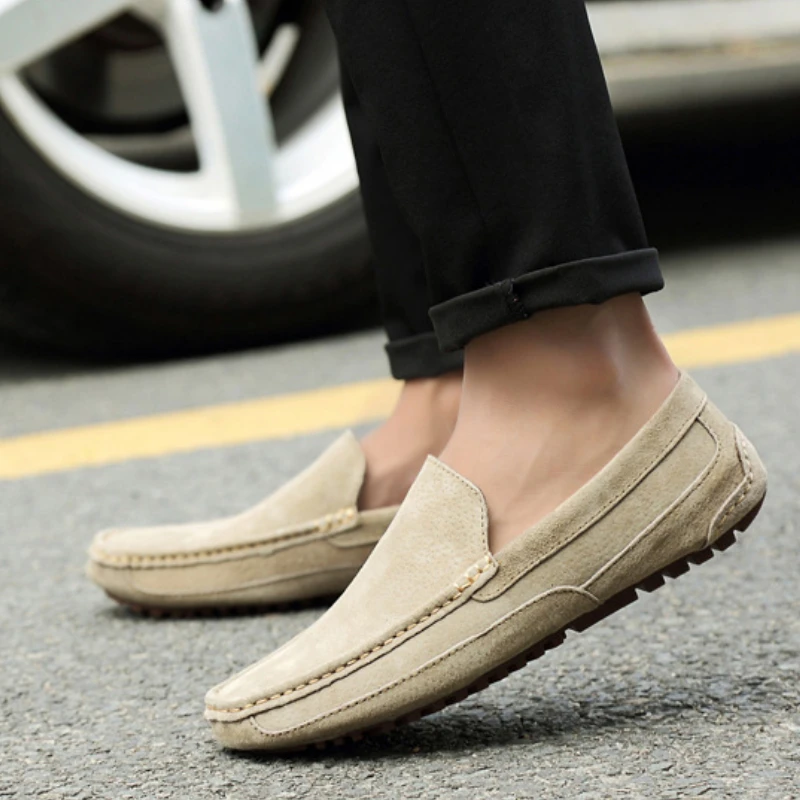 Herren Suede Leder Loafer Leichte Freizeitschuhe Slipper_voghion.com