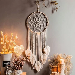 Bohemian Macrame Leaf Dream Catcher Wall Hanging Tapestry (Dreamcatcher D7655)