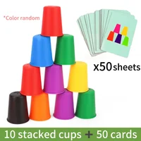 Montessori Toys Mini Stack Cup Game With Card Educational Intellectual Enlightenment Color Cognition Logic Training Children 6