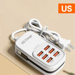 Universal Multi - Port USB Charger with Quick Charge & Type C Cable - Power Strip Adapter with EU/US/UK Compatibility - White US 6usb