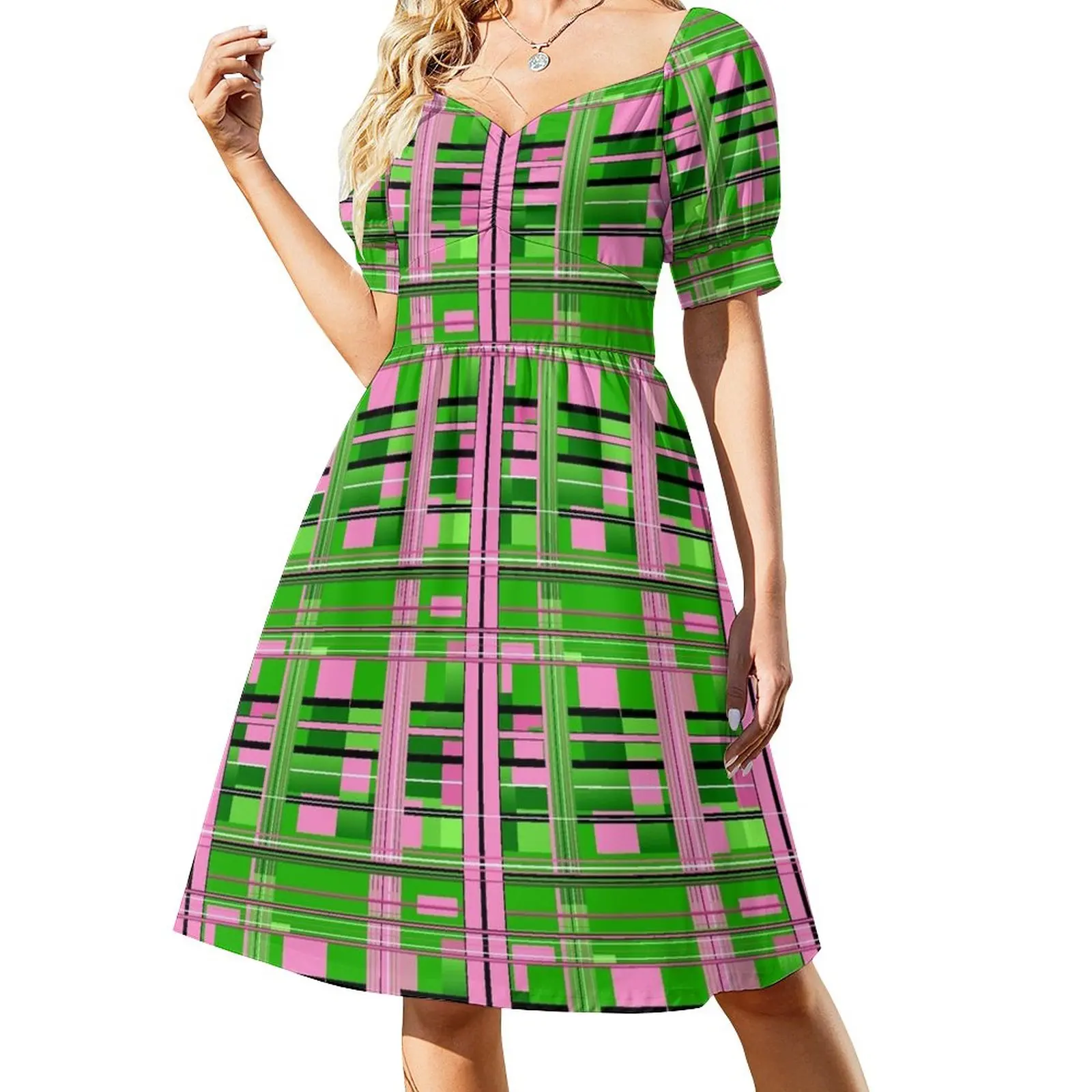 

Plaid Pink & Green Dress womens dress cute dress Summer skirt