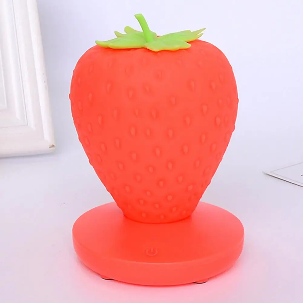 

Лампа в виде клубники для спальни, светодиодная лампа с регулируемой яркостью, Usb, перезаряжаемая Светодиодная лампа для украшения прикроватного столика или стола