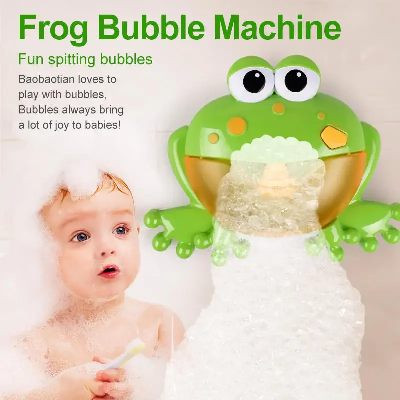 Baby Bath Toys Bubble Machine Frog Music Kids Bath Toy Bathtub Soap Automatic Bubble Maker Baby Bathroom Toy for Children 4