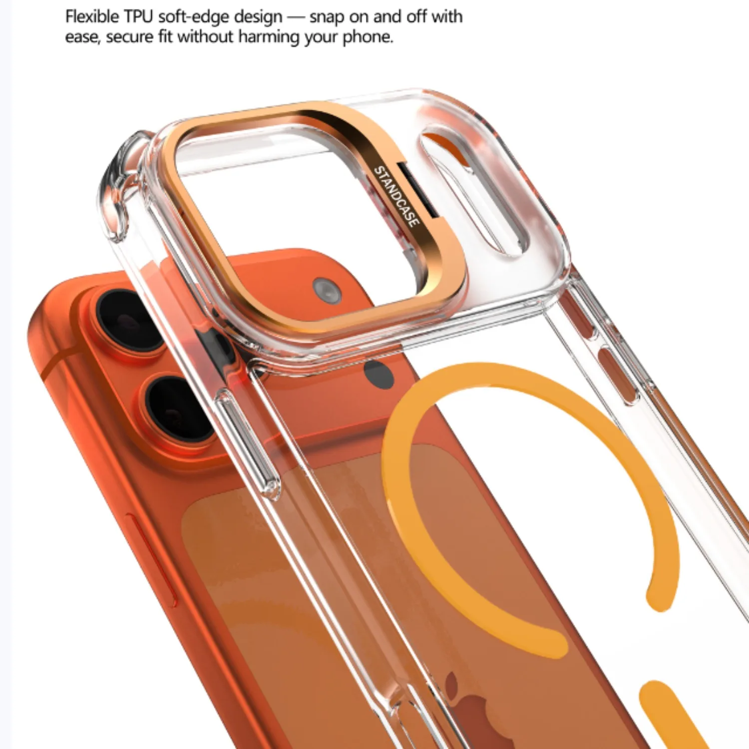 Magnetic Clear Case with Glass Lens Protector and Stand Cover