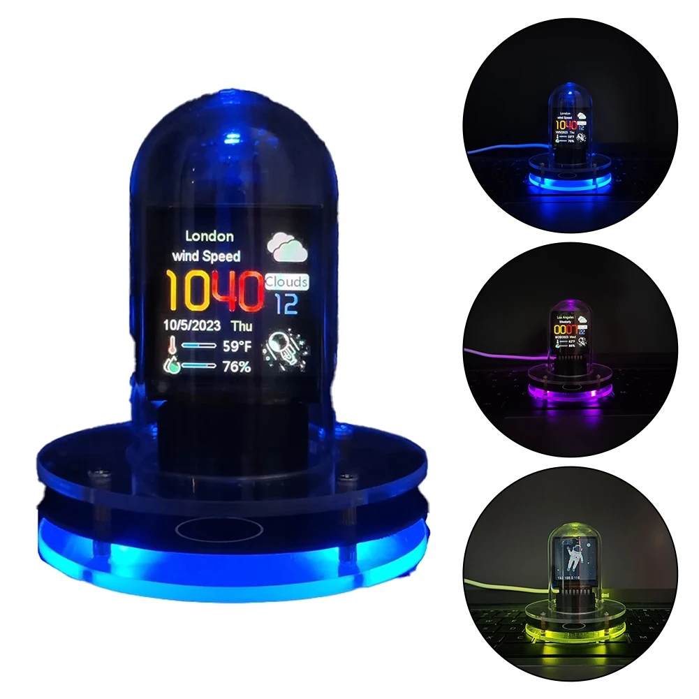 

1pc Glow Tube Clock Smart For Wifi Networking Automatic Update Digital Computer 8*8*9cm Home Improvement Tool Parts