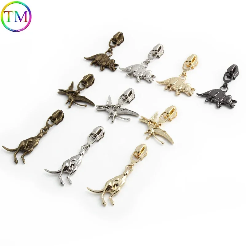 10/50PCS Kangaroo Shape Both Sided 5# Nylon Metal Zippers Puller Head For Sewing Backpack Bag Zip Slider Repair Kits Accessories