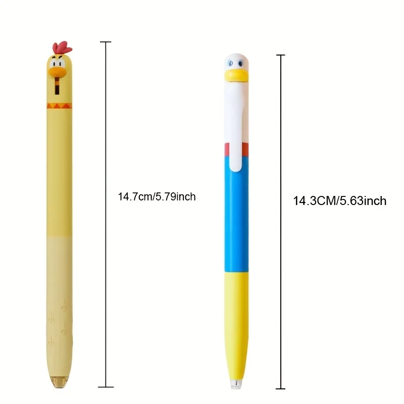 4개입 오리와 닭 모양의 창의적인 회전 젤 펜, 0.5mm 검정색 필기용 펜, 사무용품, 작은 선물