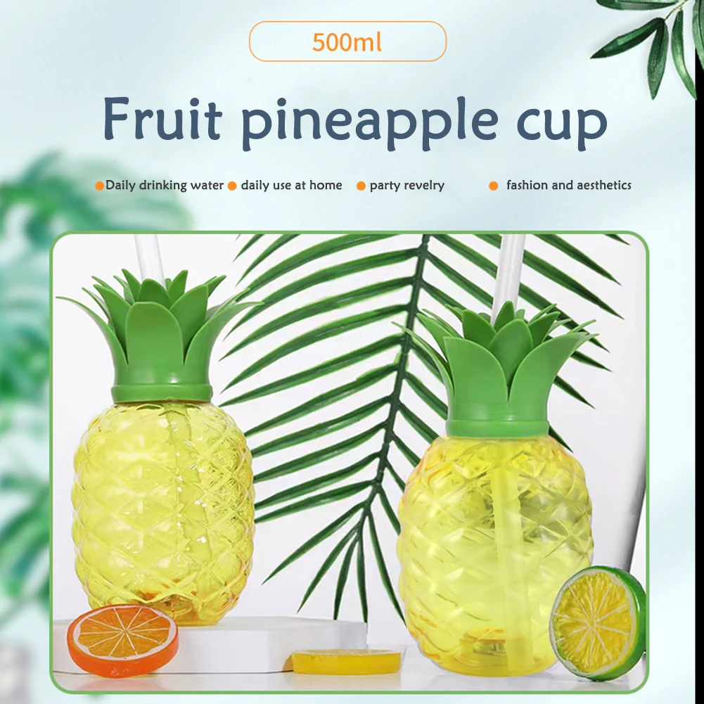 Plastic Cup 1pc Hawaiian Pineapple Strawberry Shape Party Cup with Straw