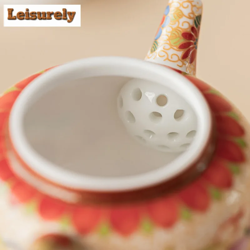 Color Enamel Auspicious Dragon Peony Teaset Complete Set Traditional Tea Ceremony Set Teapot And Tea Cup Set Chinese Teaset Gift