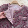 Celebrities Style Autumn Clothes Two-piece Sets Women's Clothing High-end Round Neck Sequined Jacket and Slim-fitting Skirt 6