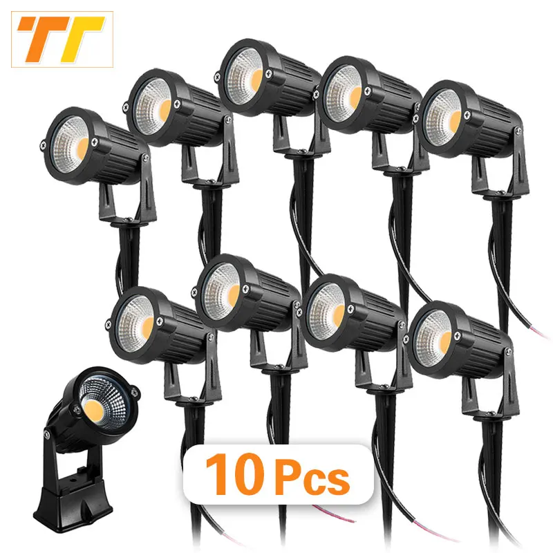 10 Stuks Led Tuin Gazon Lamp Waterpraf Ac 220V 110V 7W 5W DC12-24V Buiten Led Spike Light Pad Landschap Ip65 Spot Bollen