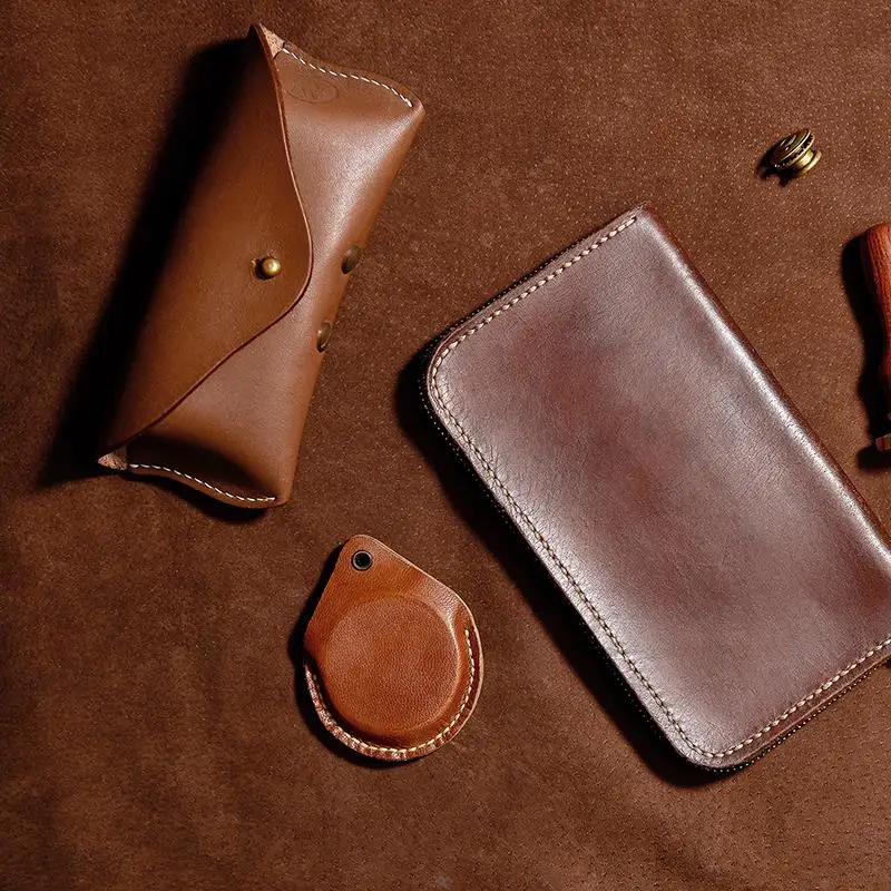 Kit de costura de cuero DIY, aguja de punzón con mango de cobre