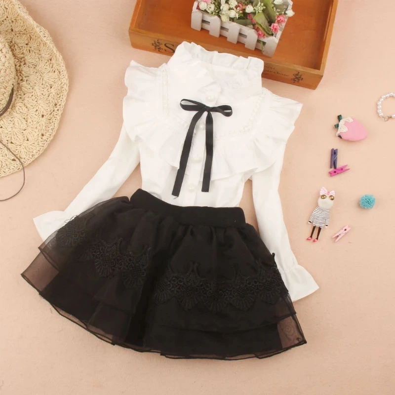 Children Girls Cotton Shirts for Spring Fall School