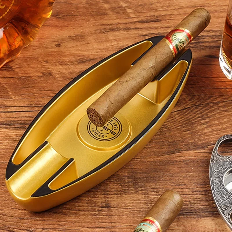 Luxury Cigar Ashtray Melamine Resin Portable Lightweight Ash Tray 2 Slots Cigar Smoking Accessories portable ashtray