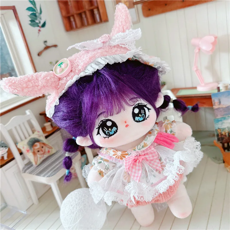 

20cm Cotton Doll Nice Designs Baby Clothes Star Doll Purple Hair Customizated Baby Normal Body Stuffed Toy Fans Collect Gifts
