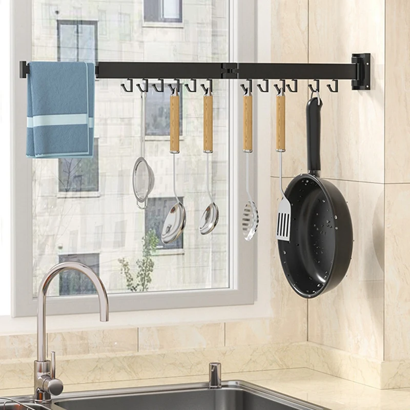 Wall-Mounted Foldable Aluminum Alloy Clothes Drying Rack Perfect For Balcony Bedroom Kitchen Living Room 3