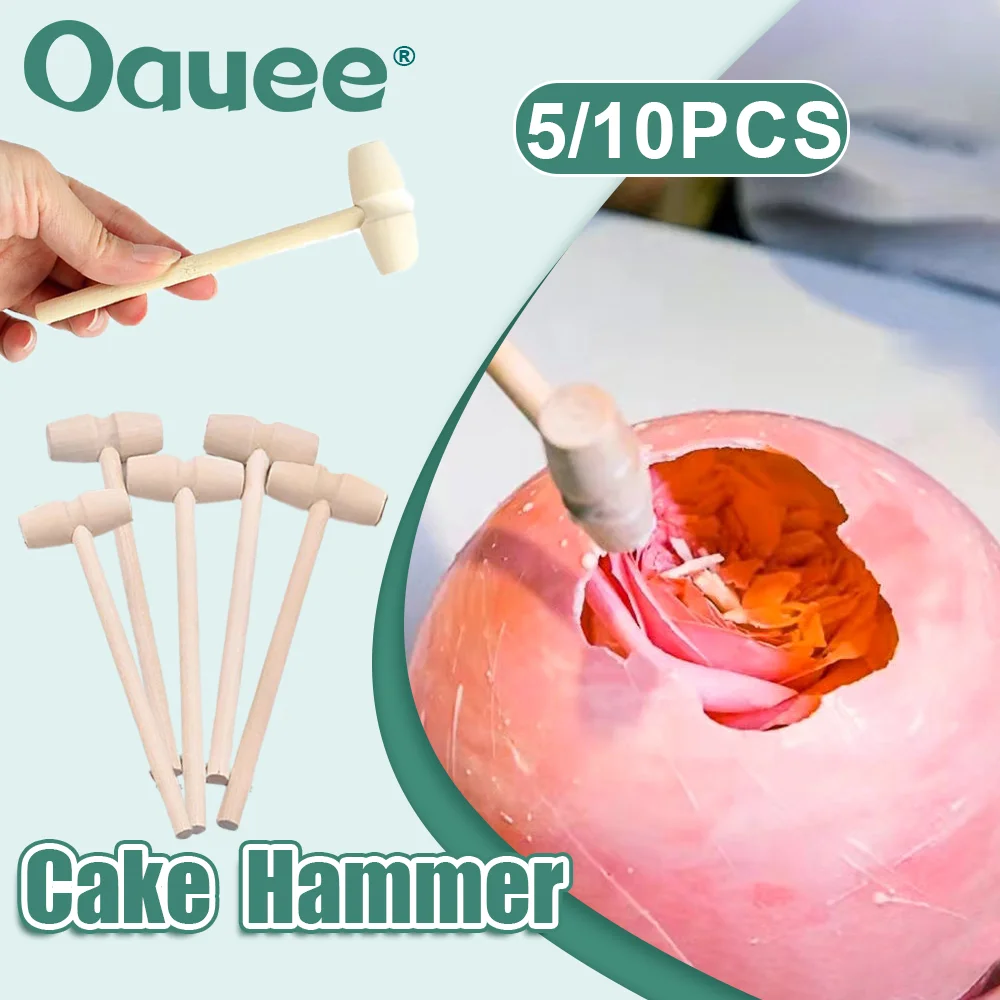 

5/10PCS Wooden Hammers Wood Mallet For Kids Mini Breakable Heart Hammer Chocolate Smash-able Heart Kitchen Fondant Cake Tools