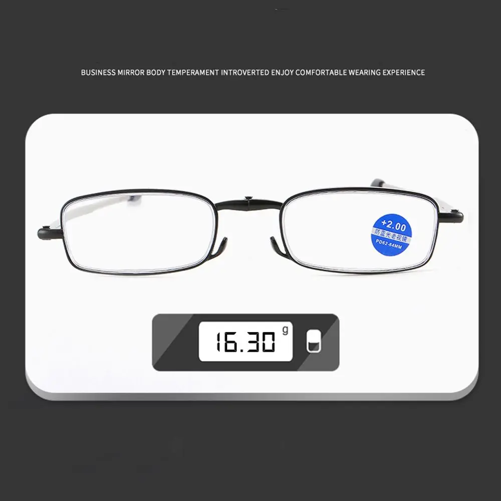 Reading Glasses Unisex Folding Portable Anti Blue Light Presbyopic With Case