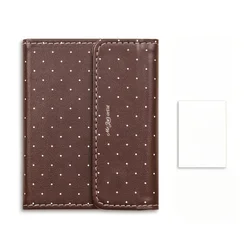 Polka Dot Mini Pocket Leather Sketchbook and Daily Journal Planner - M5 (Brown)