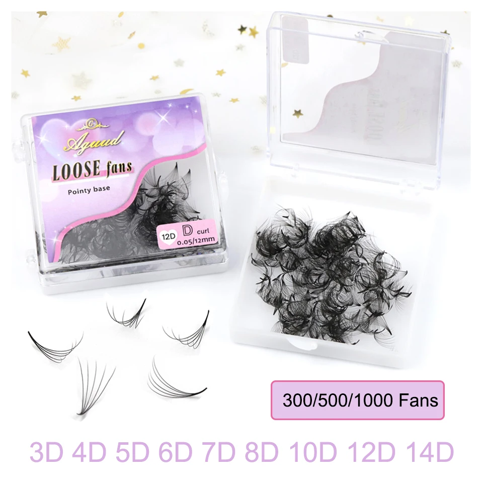 Aguud Premade Loose Fans Extension Ciglia Base A Punta Sottile Stelo Affilato Premade Volume Fans Extension Ciglia Ciglia A Ventaglio Sciolto
