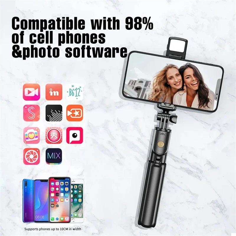 Wireless Bluetooth Selfie Stick Tripod Stand With Light Extendable For iPhone Mobile Phone Live Streaming Remote Control selfie stick tripod