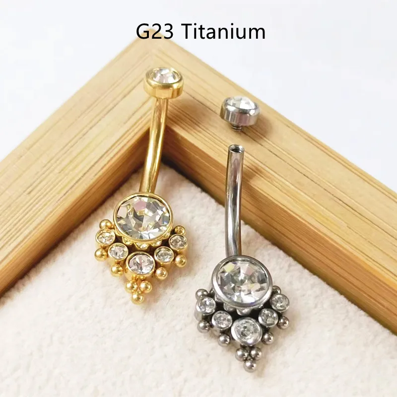 10PCS Body JewelryNew G23 Titanium Gems Ball 14G Navel Belly Button